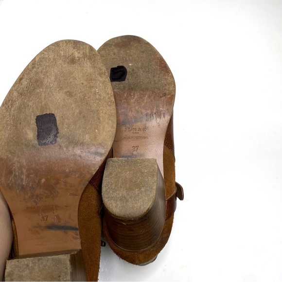 Jonak Leather Suede Ankle Heeled Boots Brown 37 - Picture 6 of 8